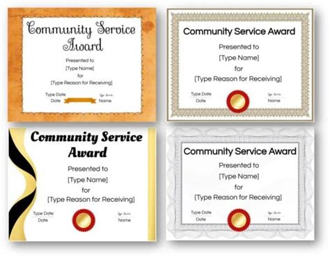 certificate of appreciation for community service|Community Service Award .